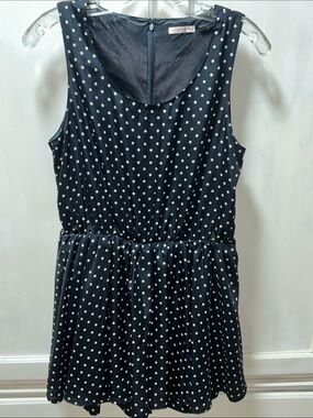 COLZA Black Polka Dot Sleeveless Skater Dress